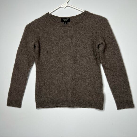 Charter Club Luxury Brown Crewneck Sweater Soft Classic Knit 100% Cashmere - Picture 1 of 14